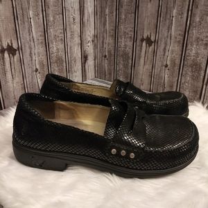 Alegria TAY-721 Black Snakeskin Penny Loafers